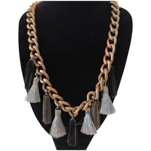 Chunky Statement Chain Necklace with Tassel Fringe | Boho Chic